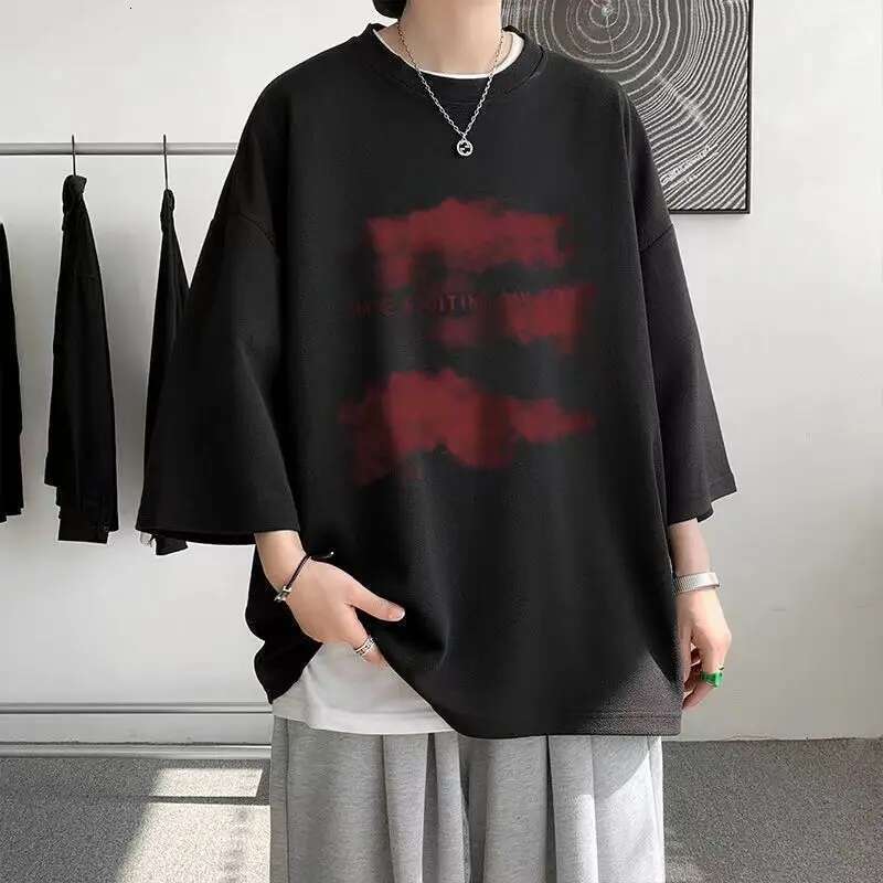 Men's Economy Round Neck Dive Sleeves, Oversized Print, Hip Hop Personality, Streetwear High Street, Summer, Y2K, Y-New At, 2023
