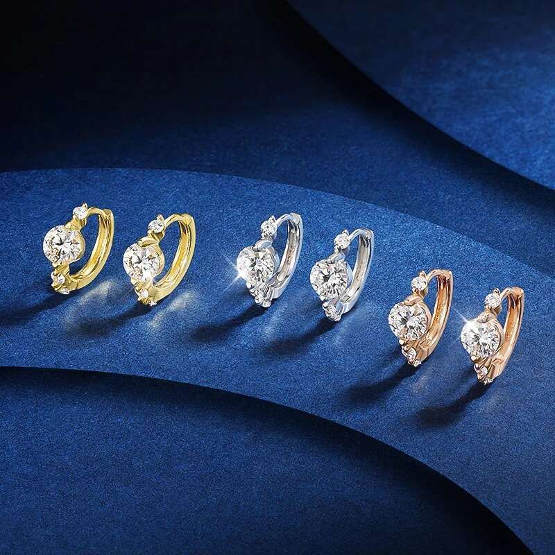 TBCYD 5MM D Color Full Moissanite Hoop Earrings S Sterg Sier 1.18cttw Rose Gold Ear Clasps Buckle For Women Fine Jewerly