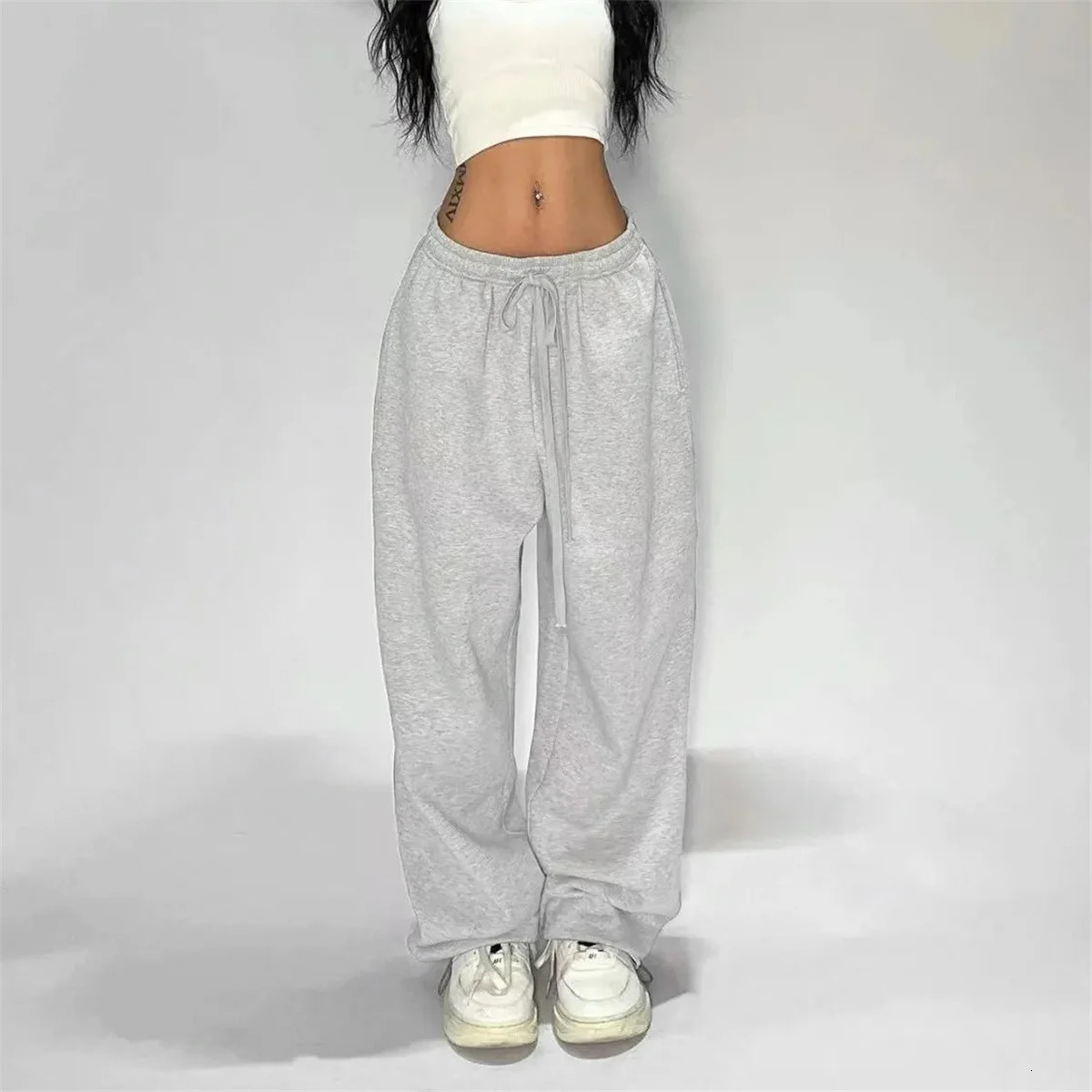Women Casual Loose Y2K Pants Solid Fashion Spring Summer American Spice Girl Street Dance Sweatpant Female Joggers Baggy Trouser 250304