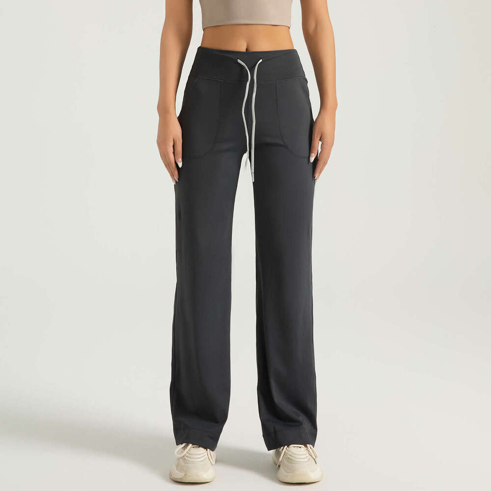 Zone Versatile Street Shooting Sports Drawstring Loose Nude Casual High Elastic Seamless Wide Leg Pants For Women KLMY