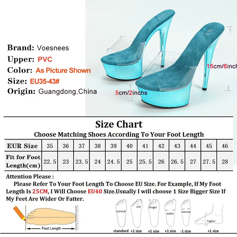 Blue Shine Plating 15cm 6inches Summer Women Slippers Platform Sandals Sexy Exotic Model Pole Dancing Shoes Strip Party Heels 250228