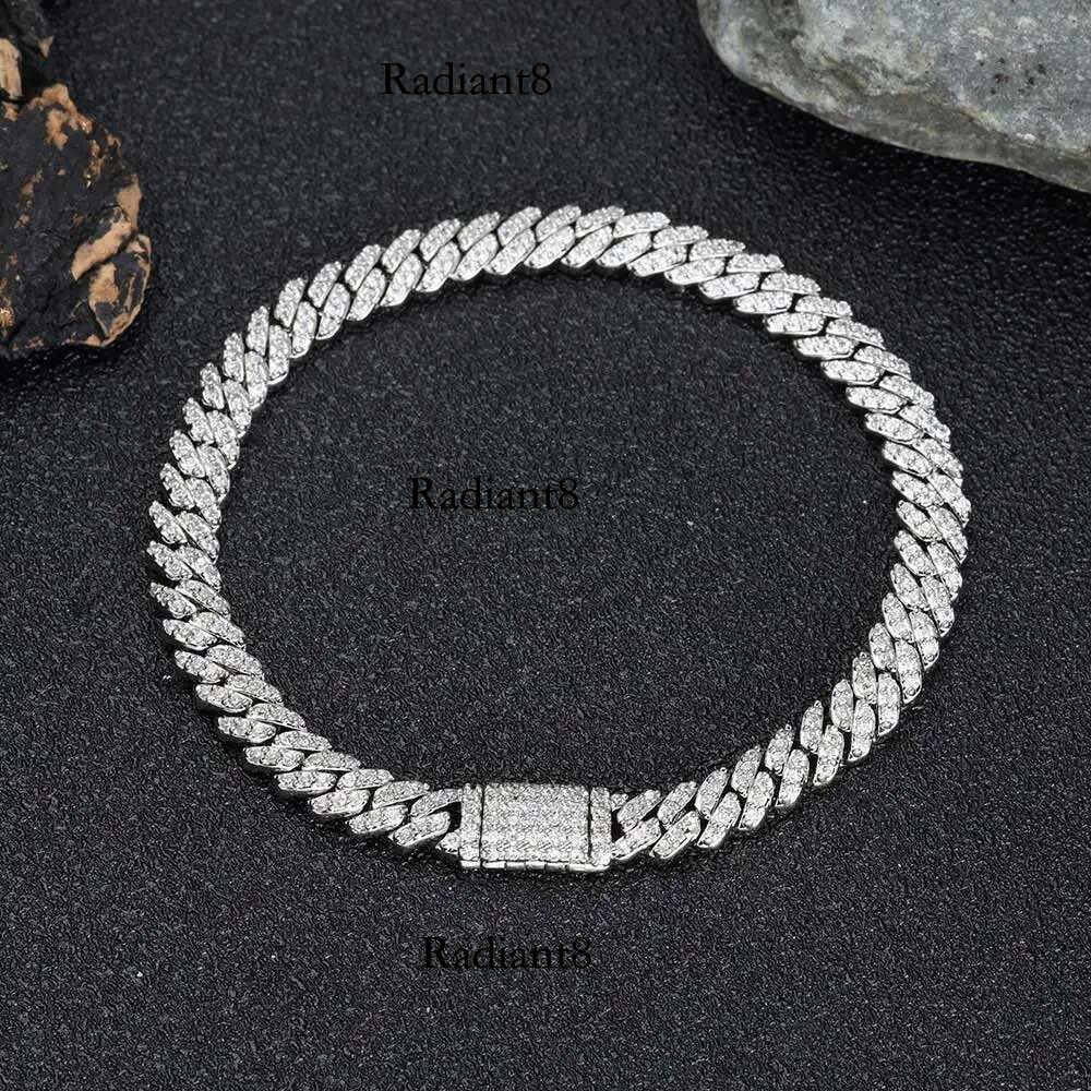 New 6mm Bg Iced Out CZ Zircon Hip Hop Personality Miami Cuban k Charm Bracelet for Men Women