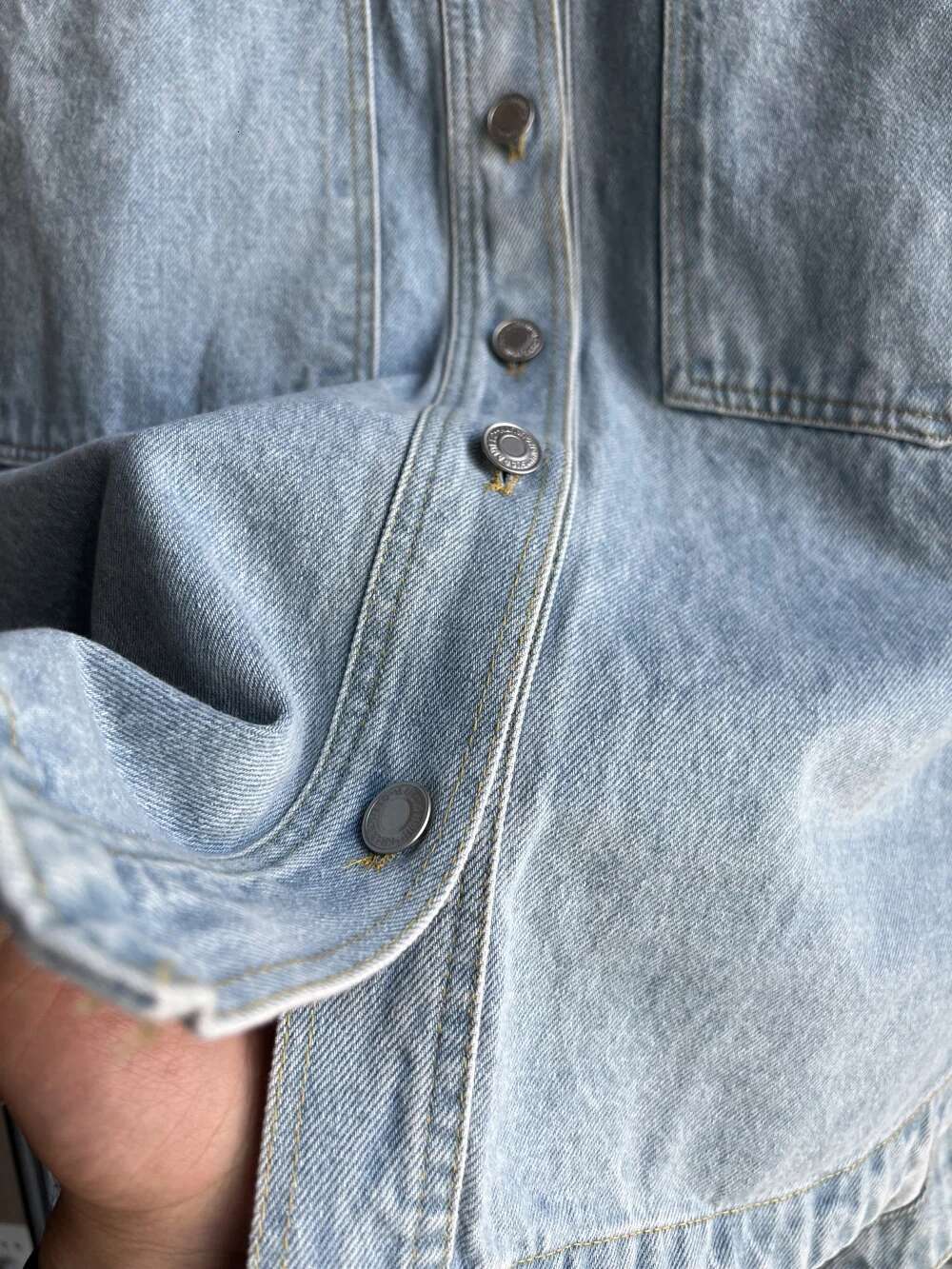 Denim Jacket 2024 Traf Spring New All-Cotton Large Pockets Embellished Loose Version Of Women's Shirt-Style Denim Jacket