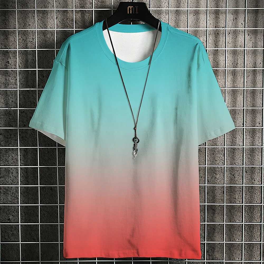 Summer Mens T-shirt Gradient Print Pattern Simple Trend Classic Street Style Designer Mens Clothing Casual High Quality TopT250305