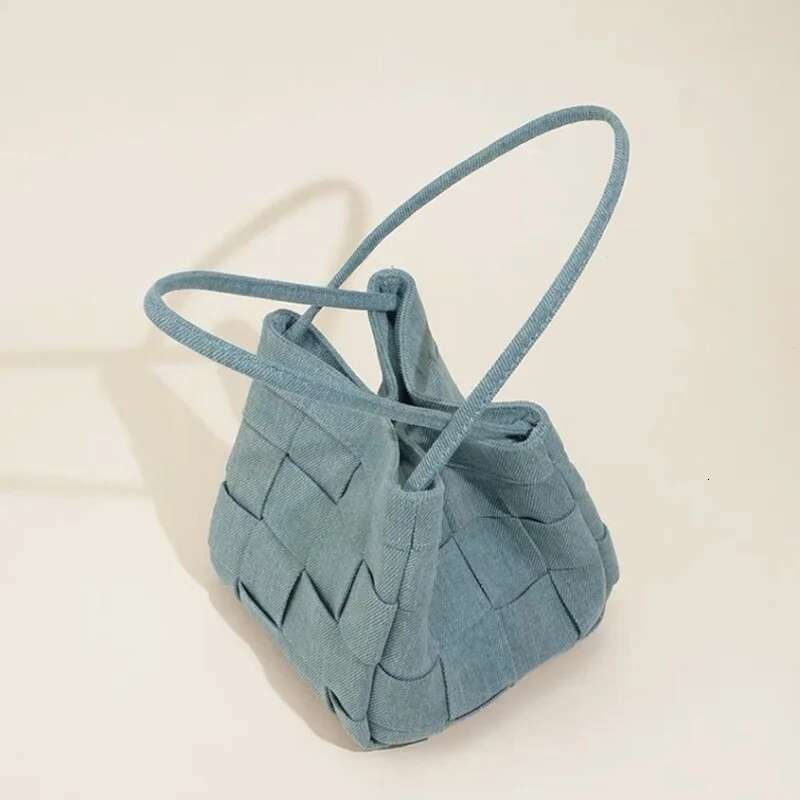 Small Handmade Woven Handbag Simple And Fashionable Canvas Bucket Denim One Shoulder Crossbody Bag 2 Shapes designer handbags women