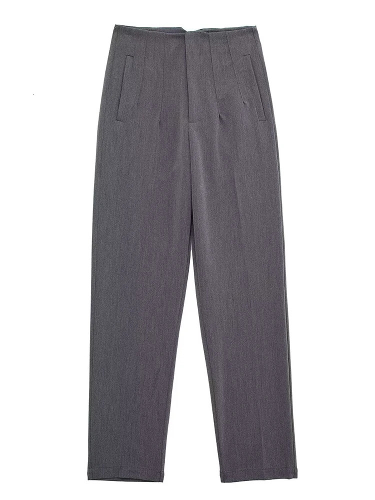 Willshela Women Fashion Straight Pants High Waist Front Zipper Trousers Vintage Full Length Female Chic Lady 250304