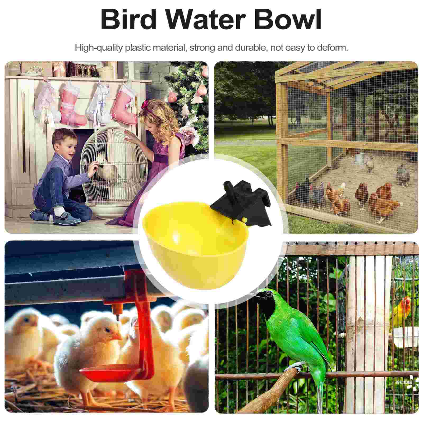 10 Pcs Bird Feeder Pigeon Chicken Drinking Fountain Supplies Self Drinker Water Bowl Accessories Feeders Yellow