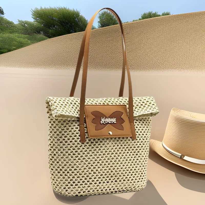 Woven Grass Woven Bag for Women, Large Capacity Summer Versatile Hollow Tote Bag, Beach Vacation Beach Bag 250315
