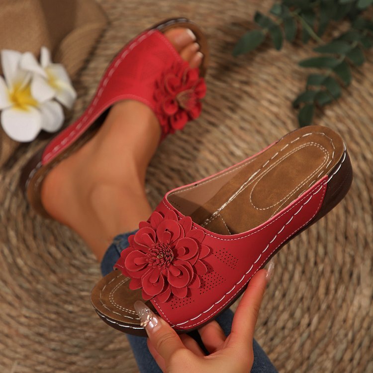 Flower Fish Mouth One Cool Slippers 2025 Summer New Beach Thick Bottom Open Toe Swinging Line Women's Shoes ddmykukumalu