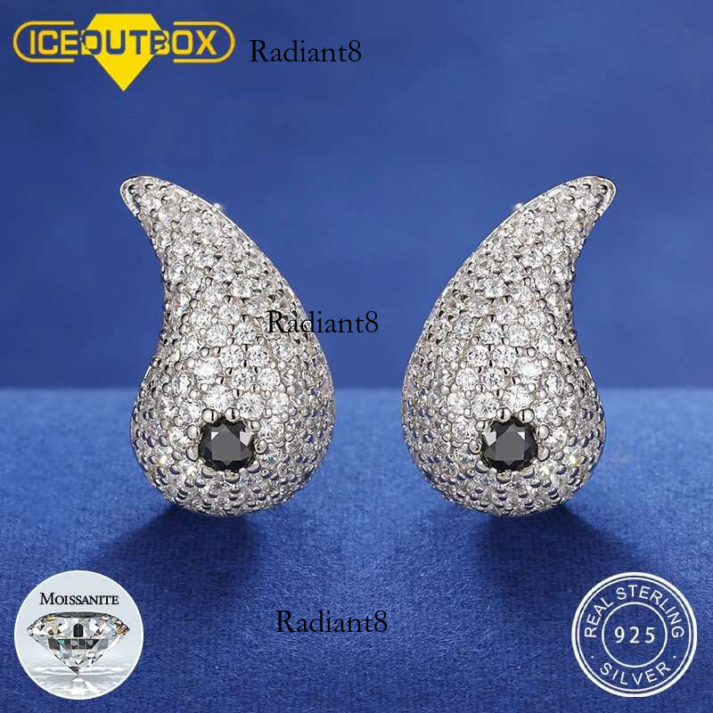 Sterg Sier Real Full Moissanite Dia Water Drop Earrings Hip Hop Sparkg Iced Out Ear For Women Fine Jewelry Gifts