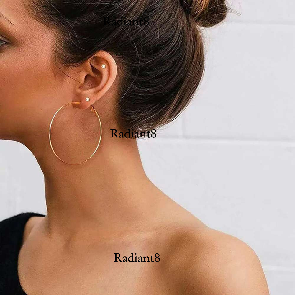 HNSP Stainless Steel Hoop Earrings For Women Ear Jewelry Accessories Big Circle 40MM-50MM Ring Earring