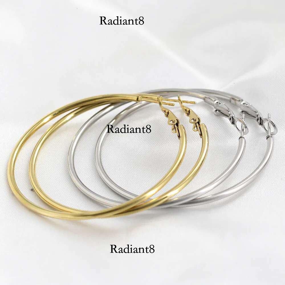 HNSP Stainless Steel Hoop Earrings For Women Ear Jewelry Accessories Big Circle 40MM-50MM Ring Earring