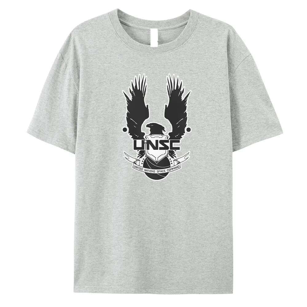 Halo pattern printed cotton t-shirt, men's and women's, casual, loose fit, round neck, street style