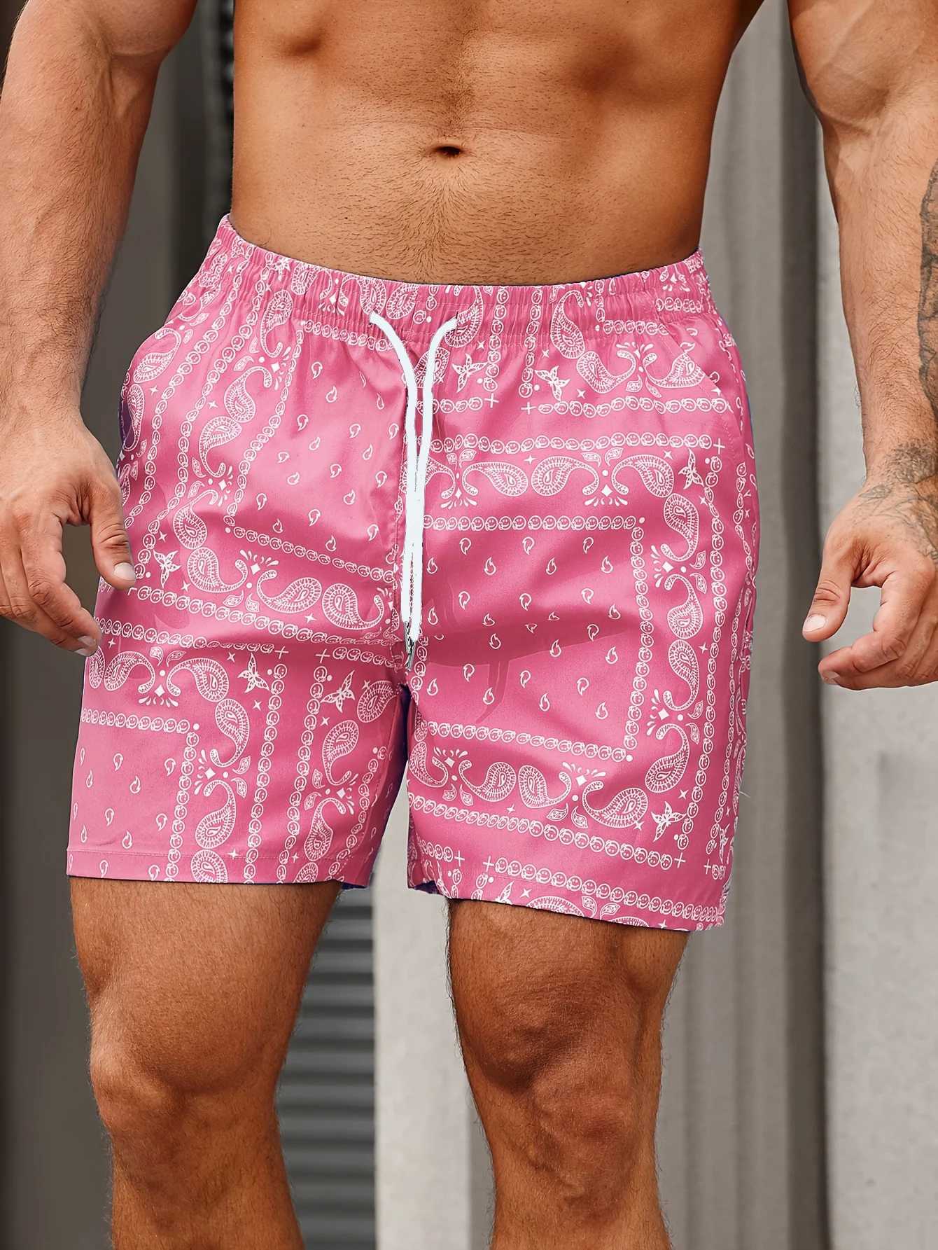 Paisley Mens Shorts Quick Drying Hawaiian Surf Shorts Casual Pattern Drawstring Outdoor Shorts Summer Vacation Beach Men PantsXJ250304
