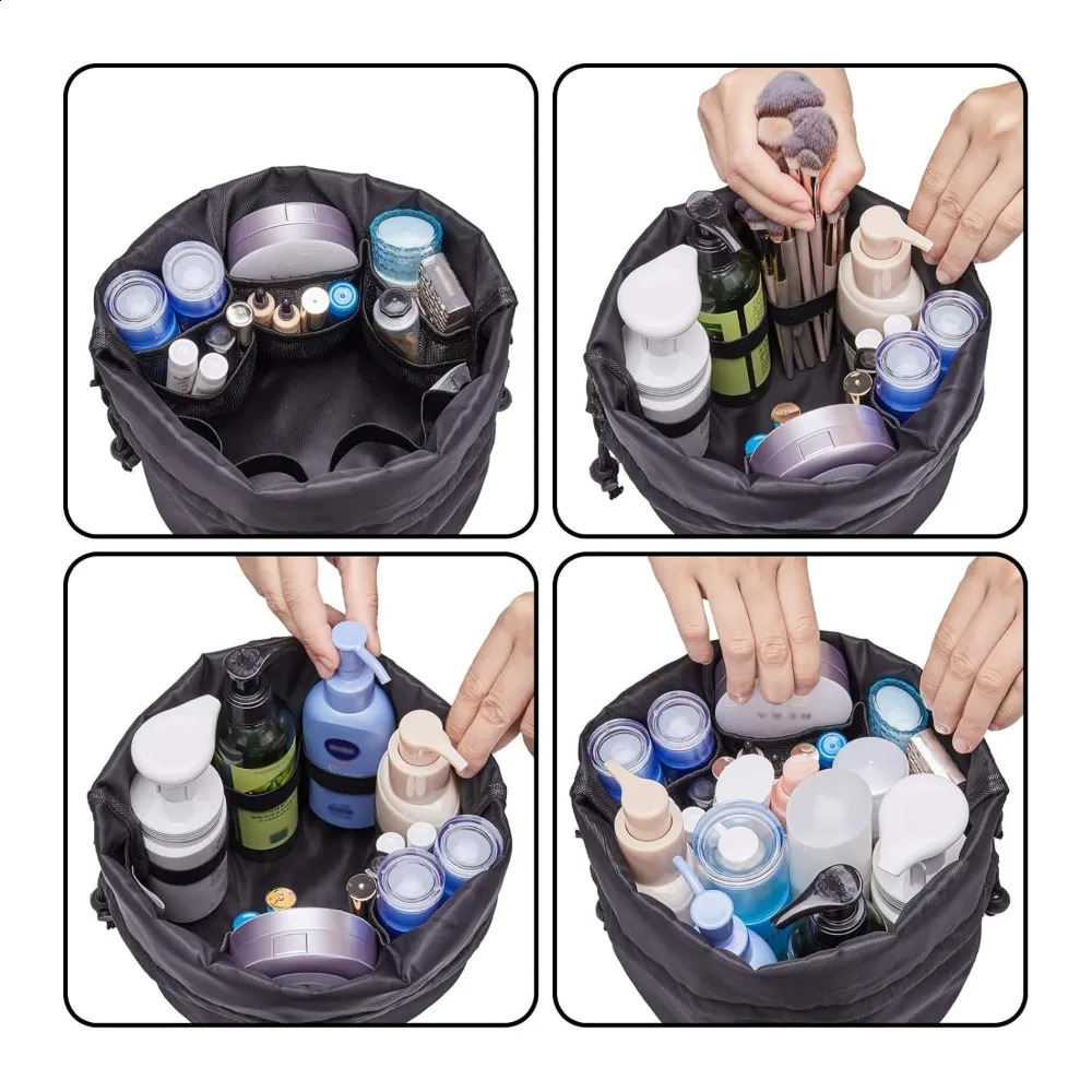 Ship from US Bucket style makeup bag travel large toilet organizer waterproof women 250305FBB