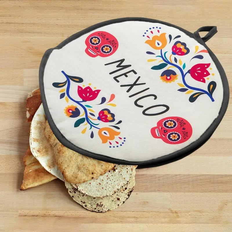 Ship from US 30cm Cloth Bag Burrito Portable Tortilla Warmer Pouch Kitchen For Microwave Restaurant Food Pancake Heat Resistant Printed Flour 250305FB