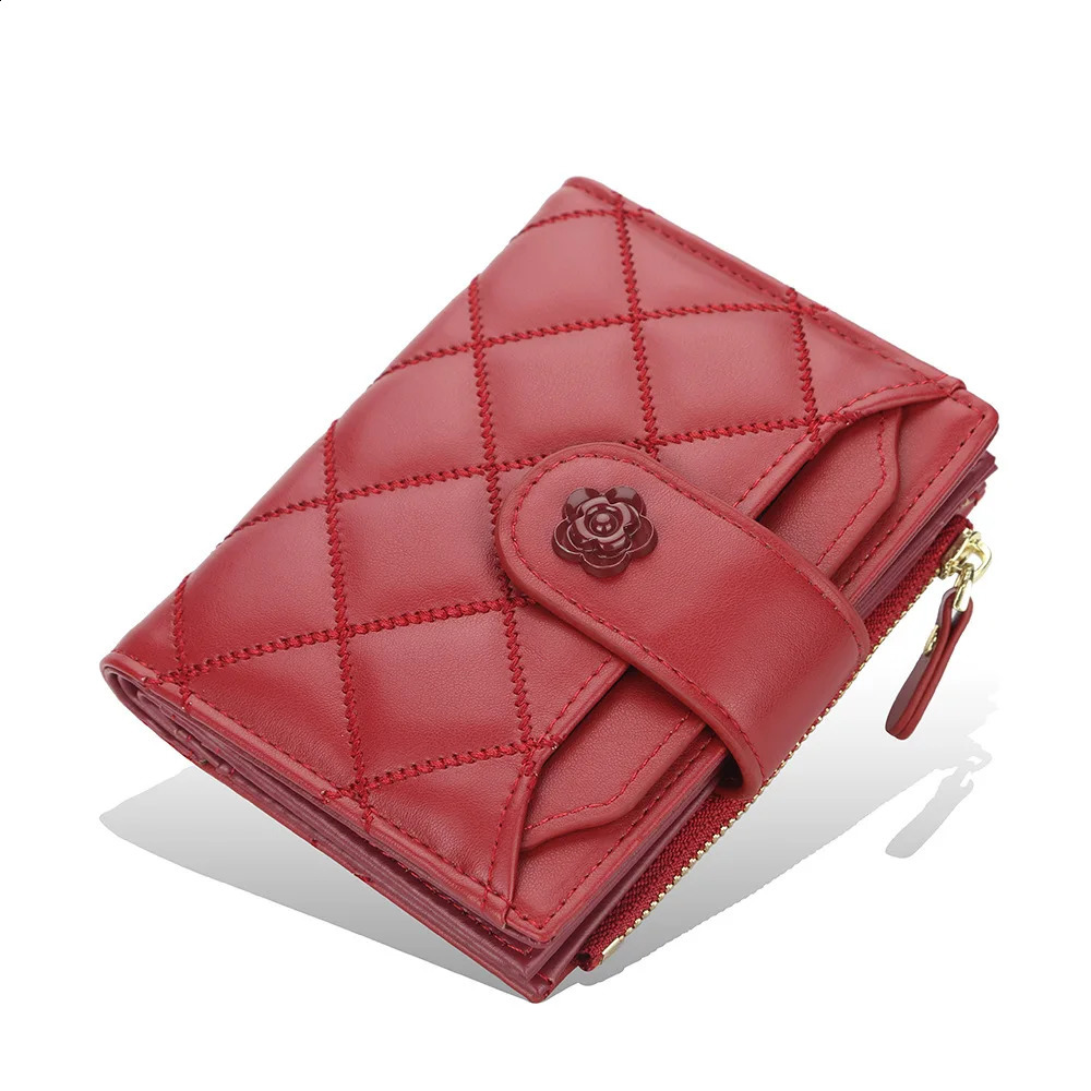 womens short wallet PU leather multifunctional clutch bag small zipper coin vertical buckle multi card holder 250305