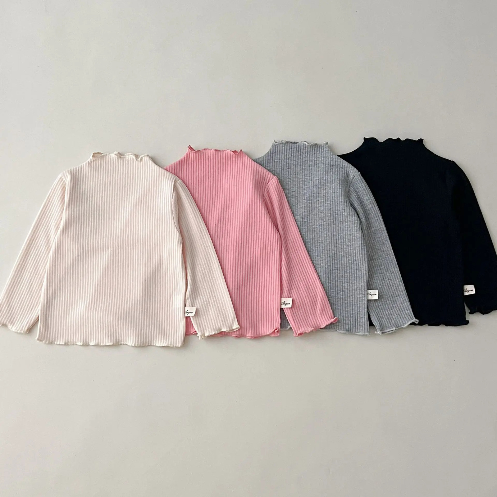 MiniAinis Autumn Winter Baby Half High Collar Solid Color With Long Sleeved T-shirt Underneath Girls Cotton Underlay Top 250304
