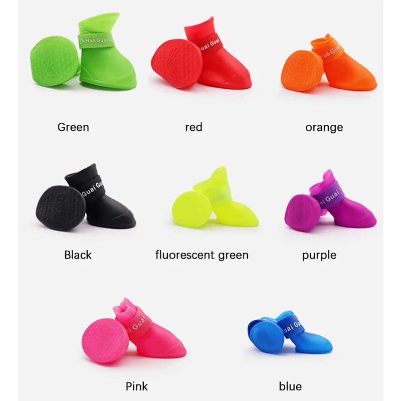 Pet silicone rain shoes anti-dirty non-slip waterproof dog shoes soft bottom footwear small dogs cats teddy Shoes