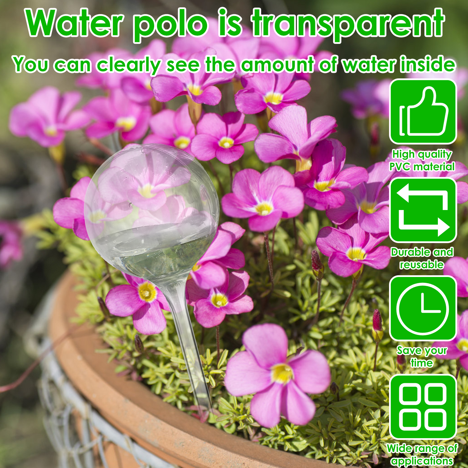 10Pcs Plant Automatic Watering System Balls Device Drip Irrigation Stakes Planter Insert Flower Self Feeder PVC Clear 250ML 60ML