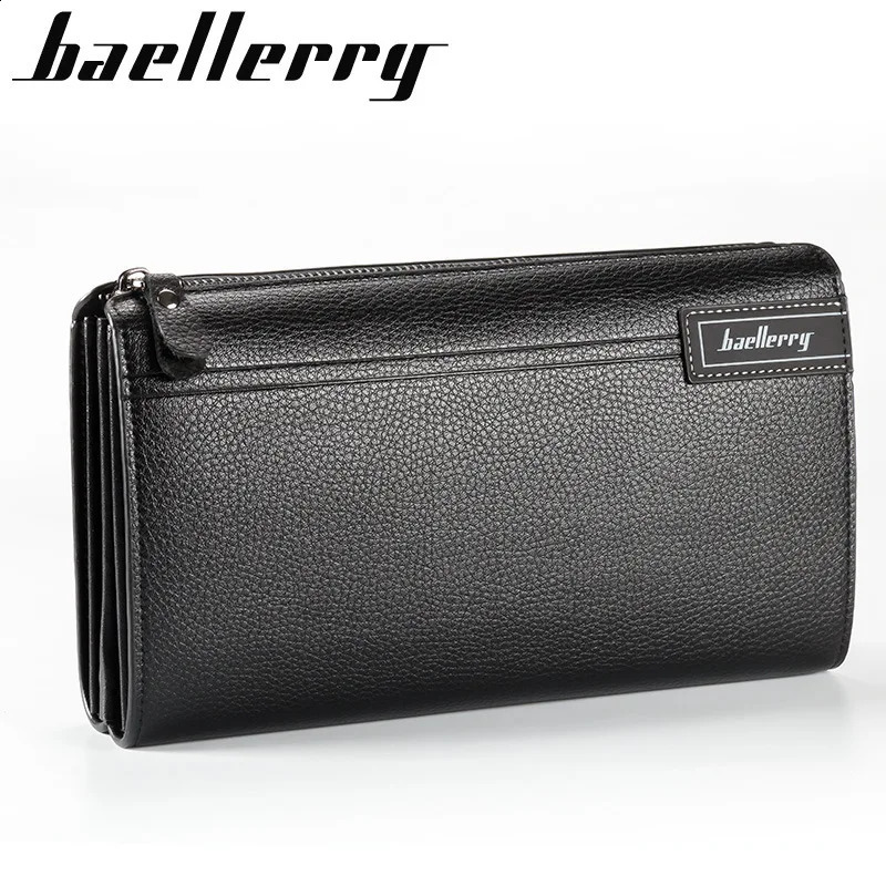mens wallet business Large Capacity clutch leather purse for male fashion man card holder with zipper phone bag 250305