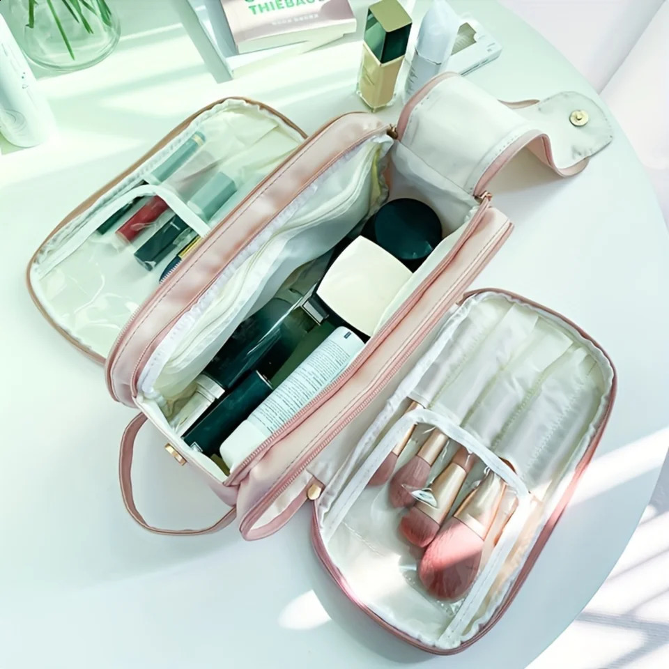 Ship from US Large Capacity Comestic Bag Waterproof Multi Layer Makeup Pouch Toiletry Travel Accessories 250305FBB