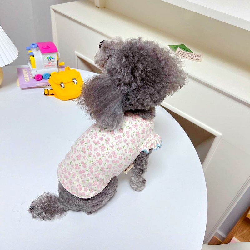 Luxury Dog Clothes Floral Print Dog Vest T-shirt for Chihuahua Bulldog Clothing Lovely Puppy Cat Vest Summer Pet Costume