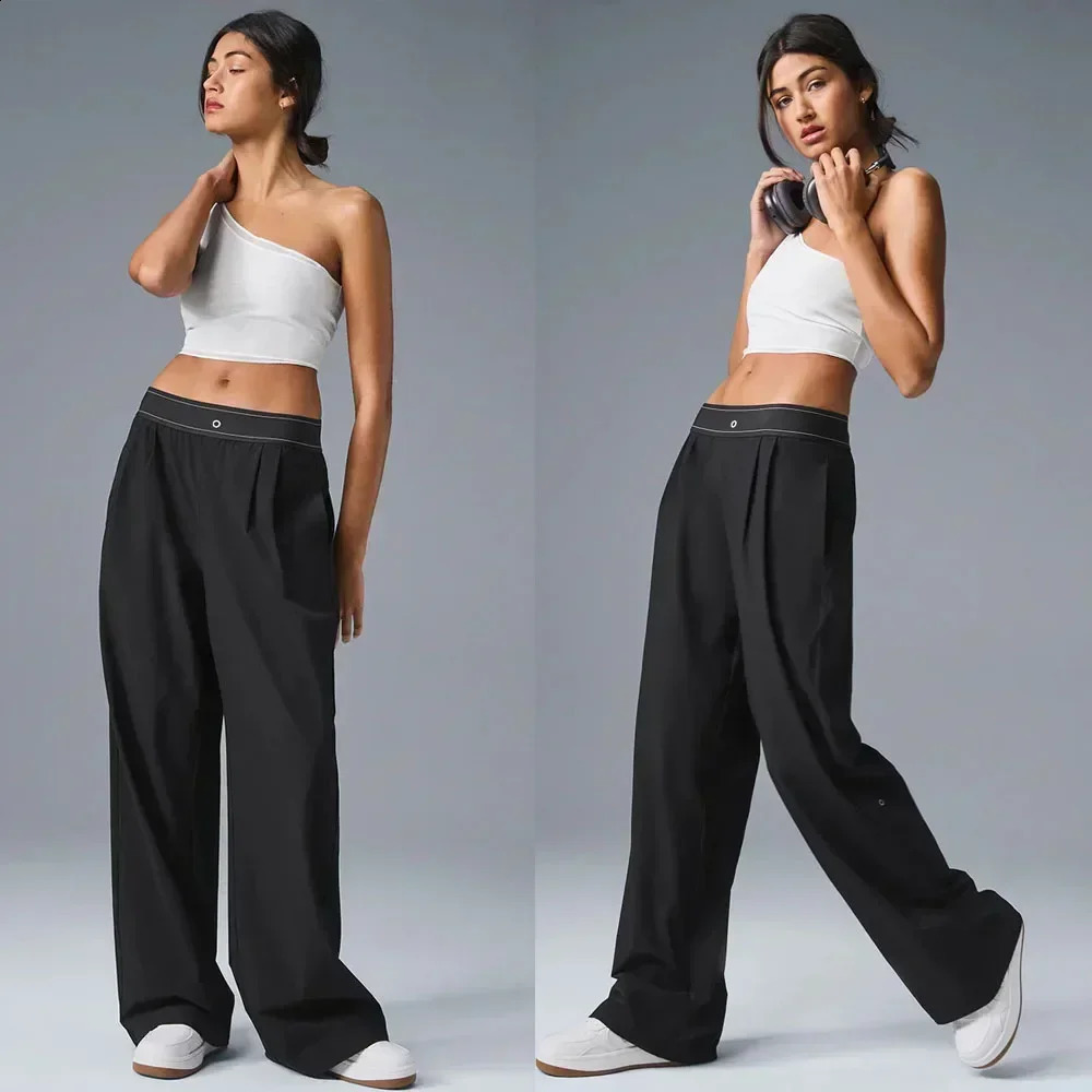 Suit Pants Up Trouser Sports High Waisted Straight Leg Wide Womens Casual Outdoor Comfortable Loose 250304wtt