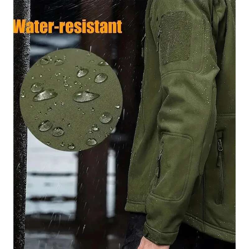 Men's Casual Military Hooded Jacket, Outdoor Utility, Shark Skin Fashion, Soft Shell, Tactical, Waterproof, Combat Bomber