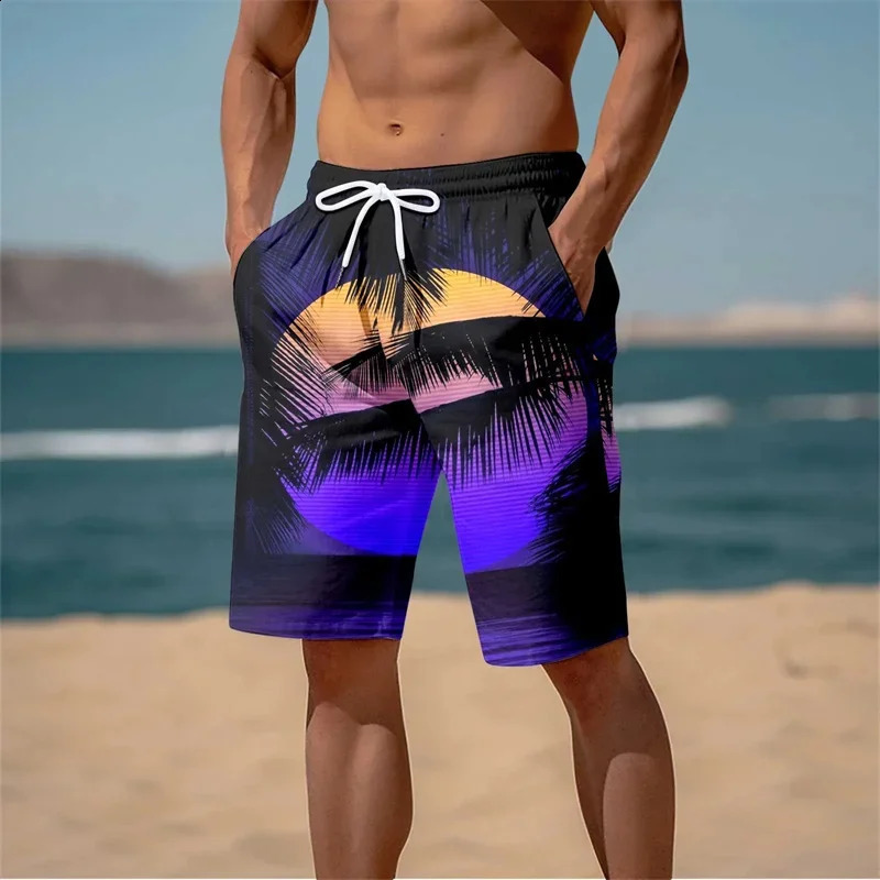 Summer Harajuku 3D Coconut Tree Printing Beach Shorts Palm Graphic Board Mens Hawaiian Cool Swimming Trunks Z260313