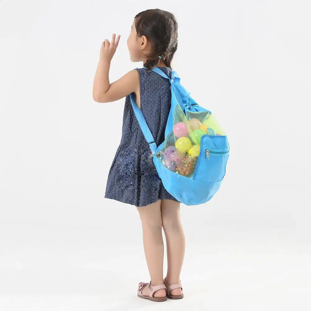 Ship from US Portable Mesh Beach Storage Bag Foldable Drawstring Tote for Toys Sand Swim Gear Shells 250305FBB