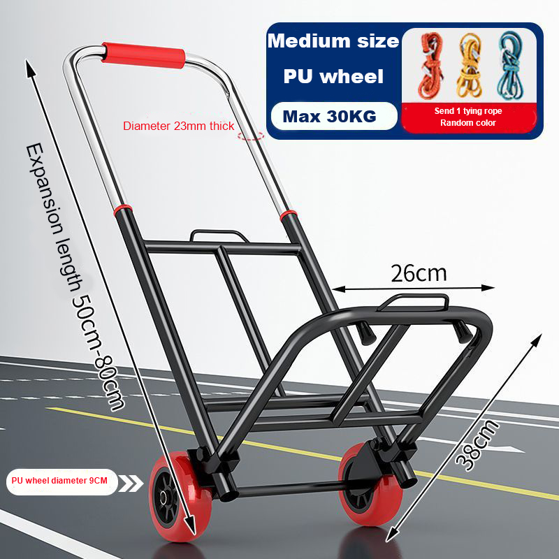 Portable Folding Retractable Trolley Folding Hand Truck Handling Household Trailer Shopping Cart Trolley Adjustable Hand Cart