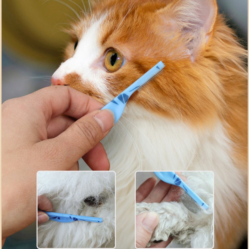 Dog Comb Small Head Dog Brush Dense Tooth Comb for Dogs Face Cleaning Cat Brush Pet Hair Remover Comfortable Handle Dogs Comb