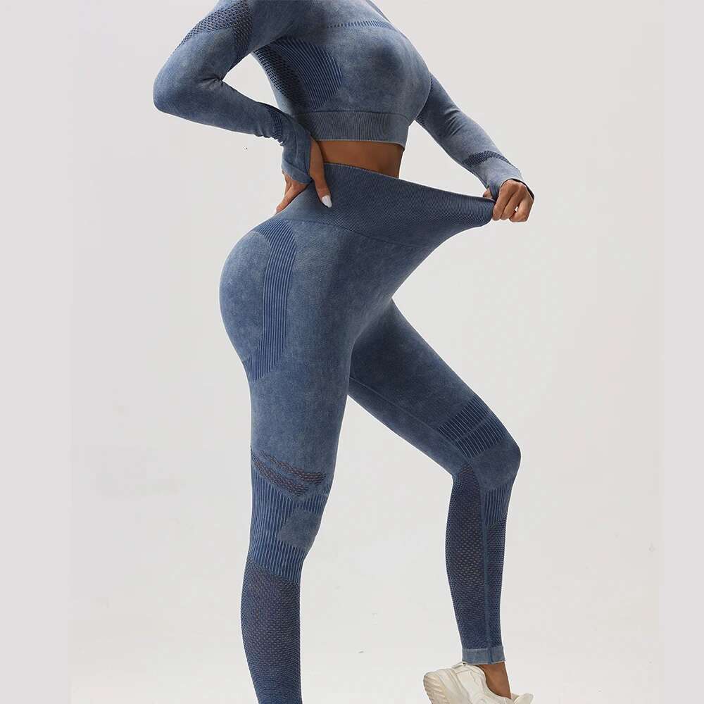 Hollow Push Up Butt Lift Yoga Sports Leggings Women Washed Frosted High Waist Workout Fiess Tights Elastic Gym Running Pants KLMY