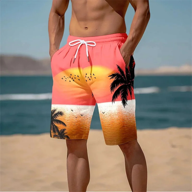 Summer Harajuku 3D Coconut Tree Printing Beach Shorts Palm Graphic Board Mens Hawaiian Cool Swimming Trunks Z260313
