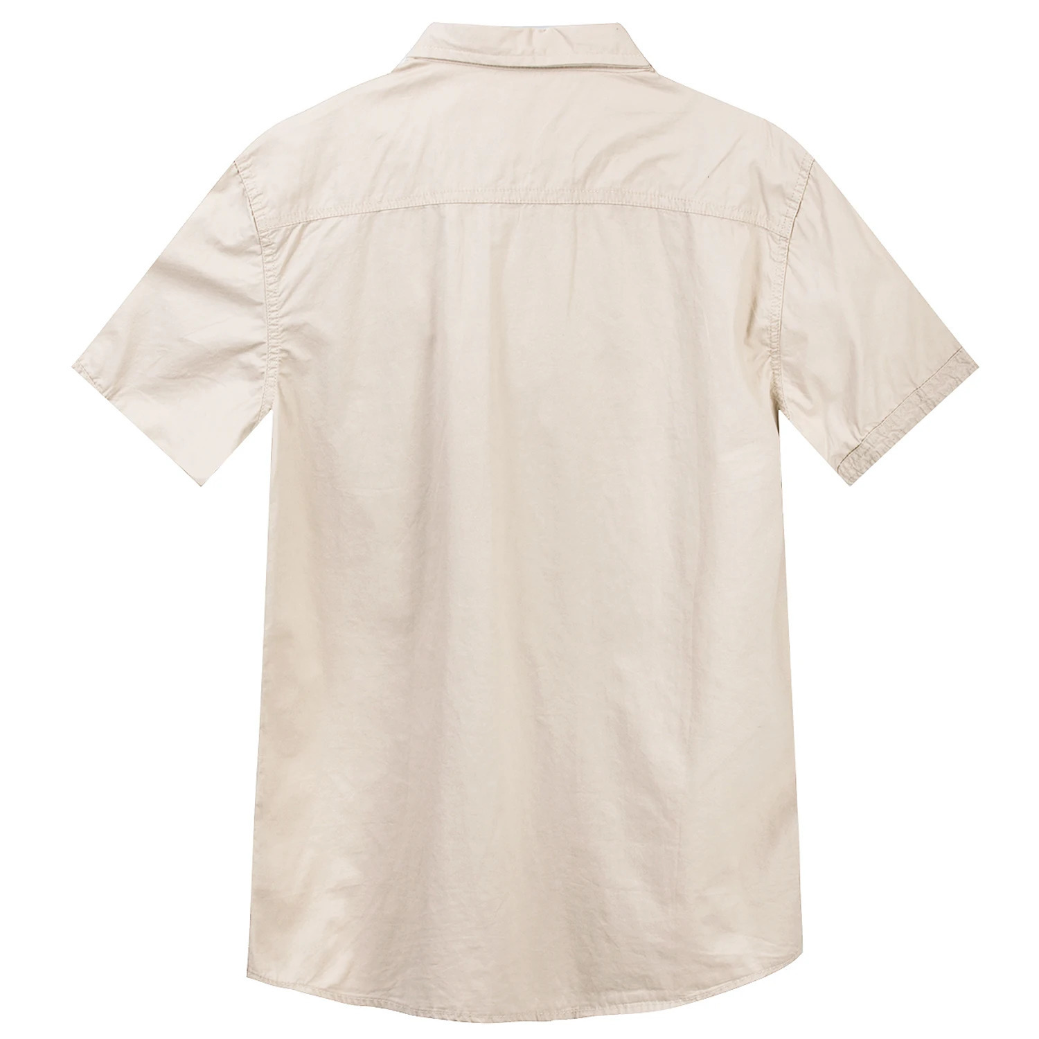 2024 Summer Fashion Men Short Sleeve Solid Color Safari Shirt Casual Cargo Work 100 Cotton Pocket Shirts Male Plain Tops 250227