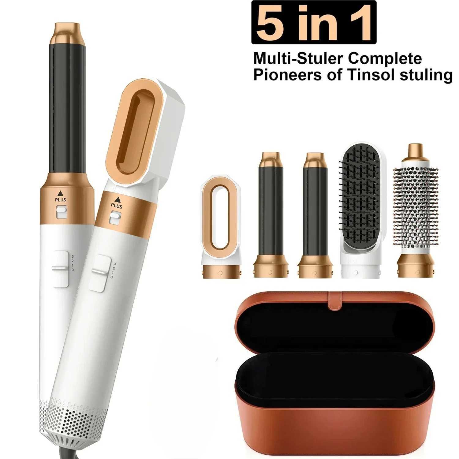 High Speed 5IN1 Hot Air Brush Wrap Blow Dryer With Electric Curling Iron Hair Curler Curling Iron Hair Straightener Styling ToolXJ250305