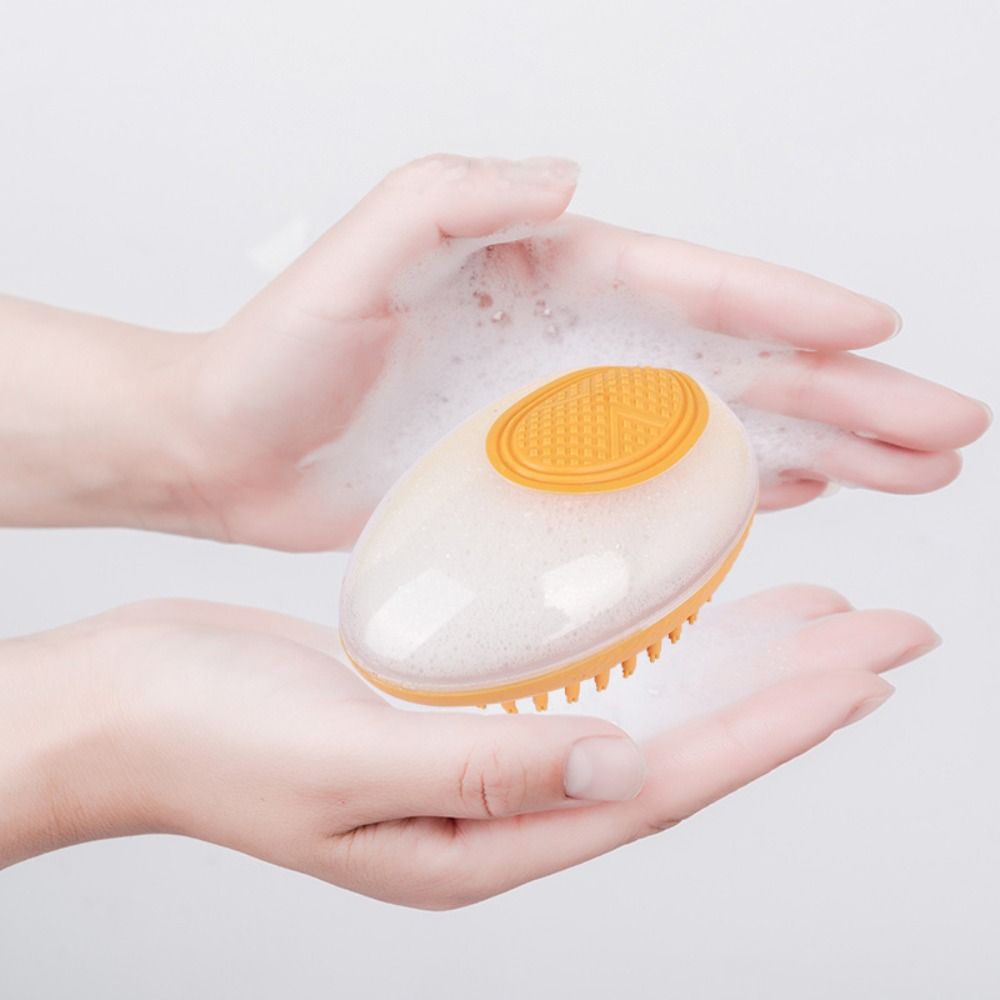 Soft with Shampoo Dispenser Dog Bath Brush Comb Silicone Quiet Cat Massage Brush Portable 2 In 1 Pet Shower Comb Pet
