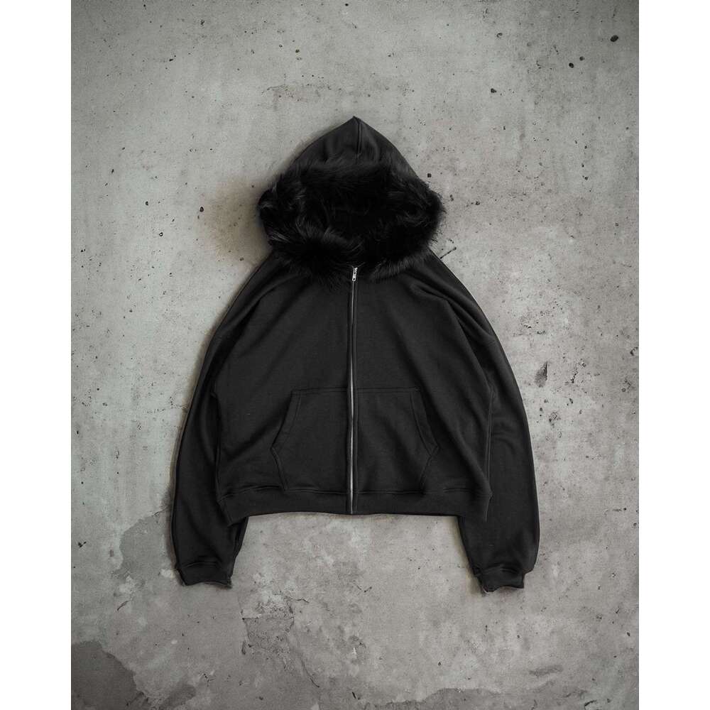 Sweatshirt fashion trend loose cool with fur and fleece winter outdoor skiing jacket