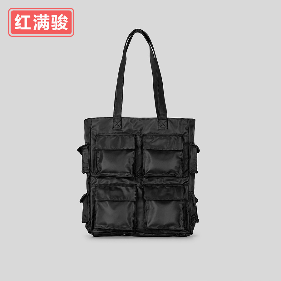 New Workwear Style For Both Men And Women, Large Capacity Nylon Fabric Shoulder Bag, Multifunctional Pocket Tote Bag