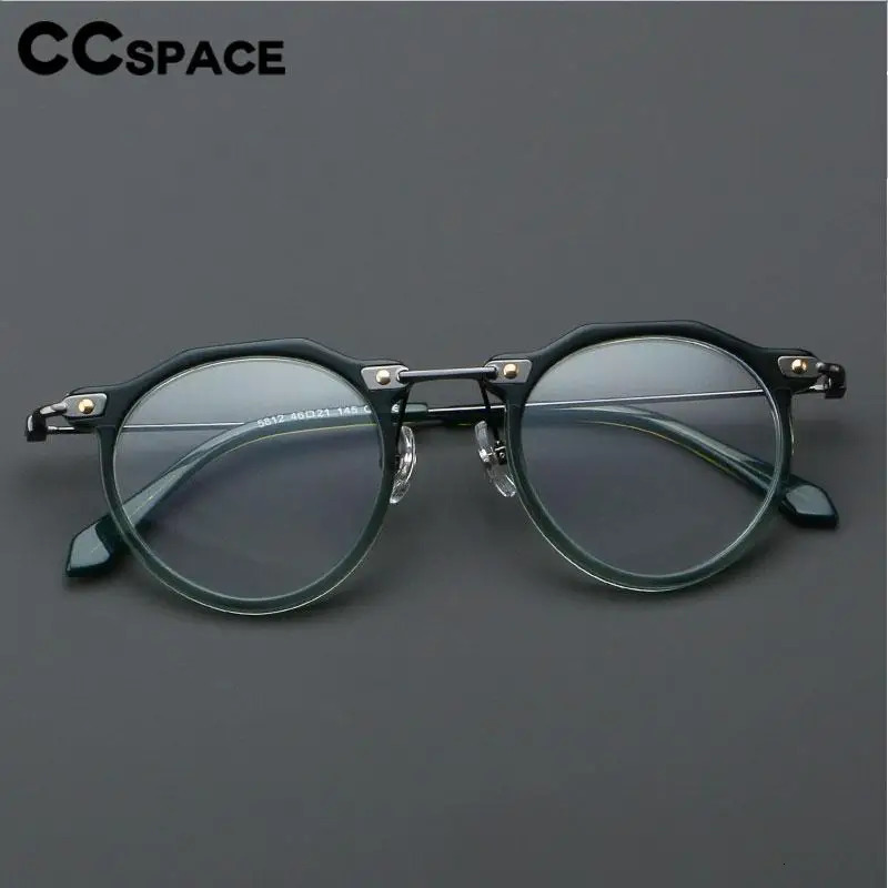 57028 Vintage Acetate Optical Spectacle Frames Women Fashion Round Metal Eyeglass Frame Men Trend Transparent Eyewear 250303