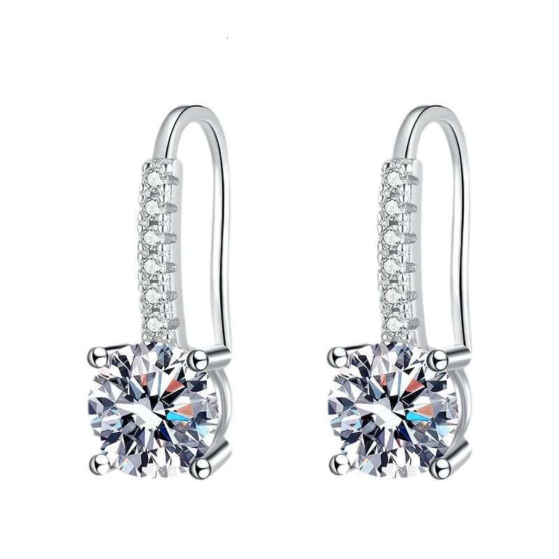 2 Pcs 1 Carat Moissanite Drop Earrings for Charming Lady Sterg Sier Ear fine Jewelry dating party gift