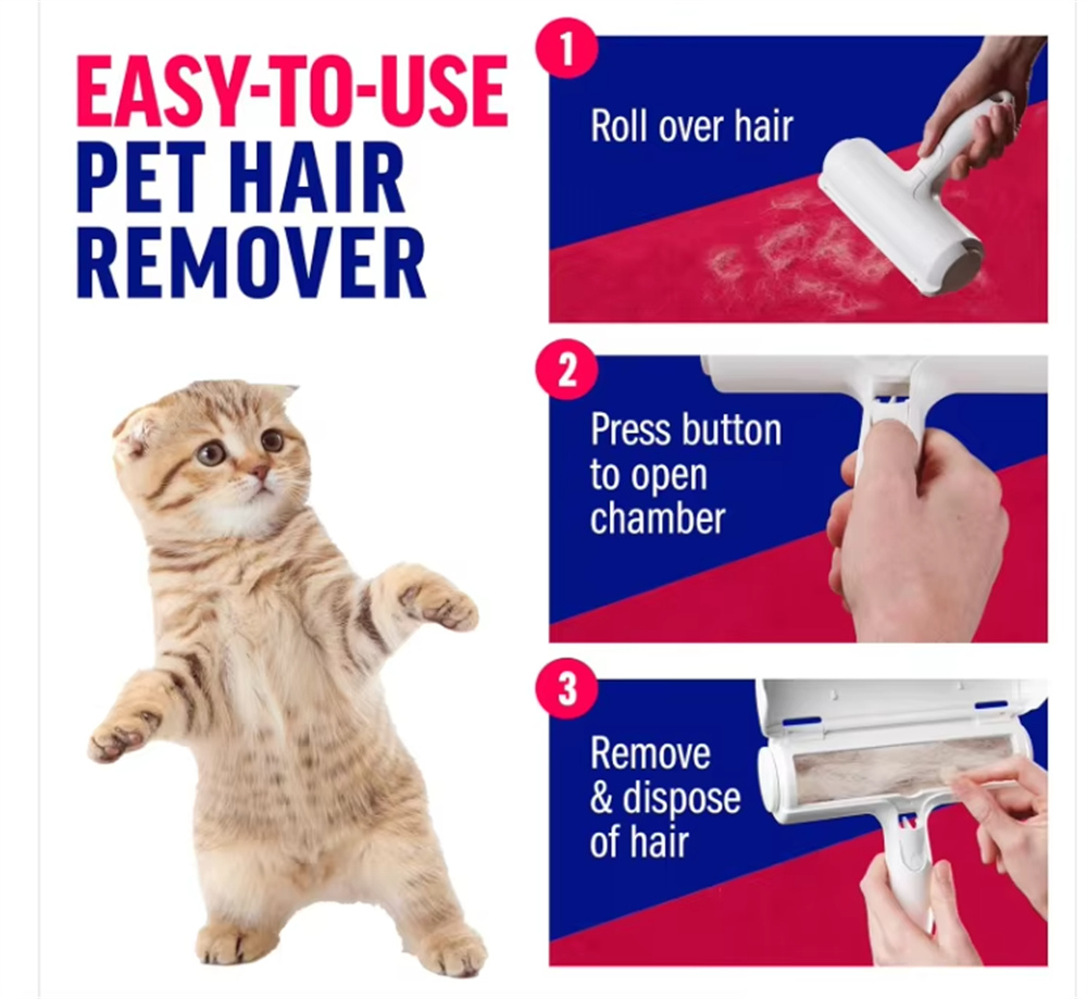 Pet Hair Remover and Reusable Lint Roller Cat and Dog Hair Remover for Furniture, Couch, Carpet, Clothing and Bedding - Portable, Multi-Surface Fur Re