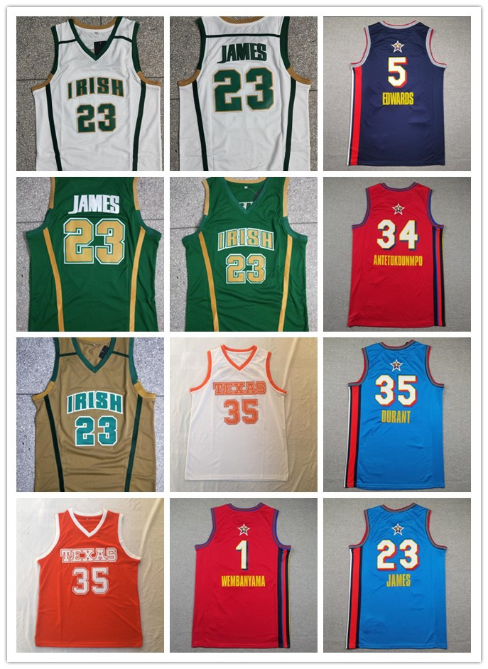 2025 Stitched St. Vincent Mary High School Irish 23James Jerseys College Durant35 Edwards5 Jerseys embroidery Blue Red All
