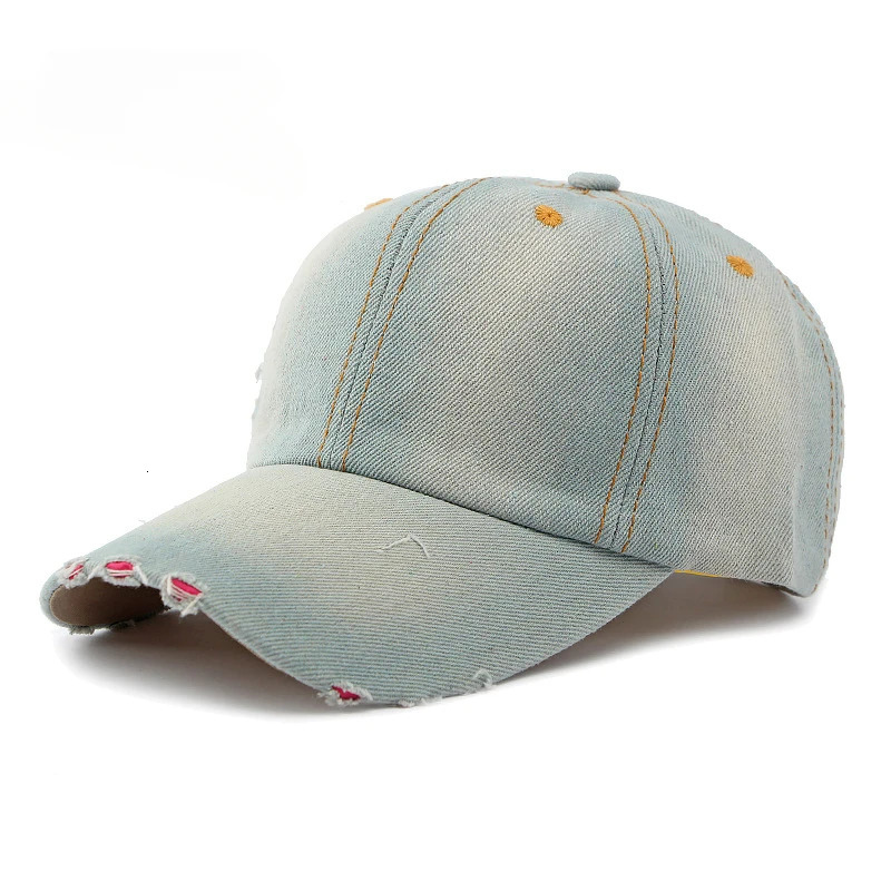 Washed Denim Baseball Cap Mens and Women Outdoor Sunscreen Visor Retro Old Cap Casual Jeans Sport Street Dance Hip Hop Sun Hat 250304