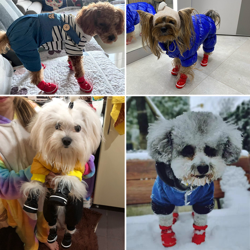 Winter Pet Dog Shoes For Small Dogs Warm Fleece Puppy Pet Shoes Waterproof Dog Snow Boots Chihuahua Yorkie Shoes Pet Products