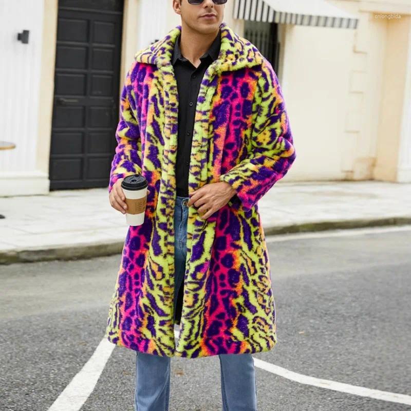 Women's Fur Contrasting Leopard Print Imitation Plush Coat Warm Autumn And Winter Jacket For Men