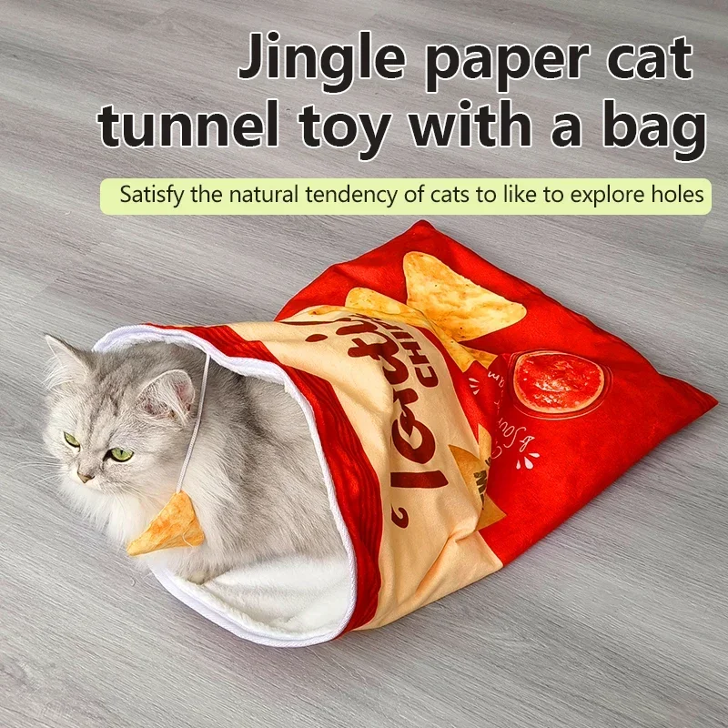 Pattern Designs Cat Tunnel Toy, Collapsible Interactive Cat Drill Bag Pet Toy With Plush Ball, Cat Tunnel Bag