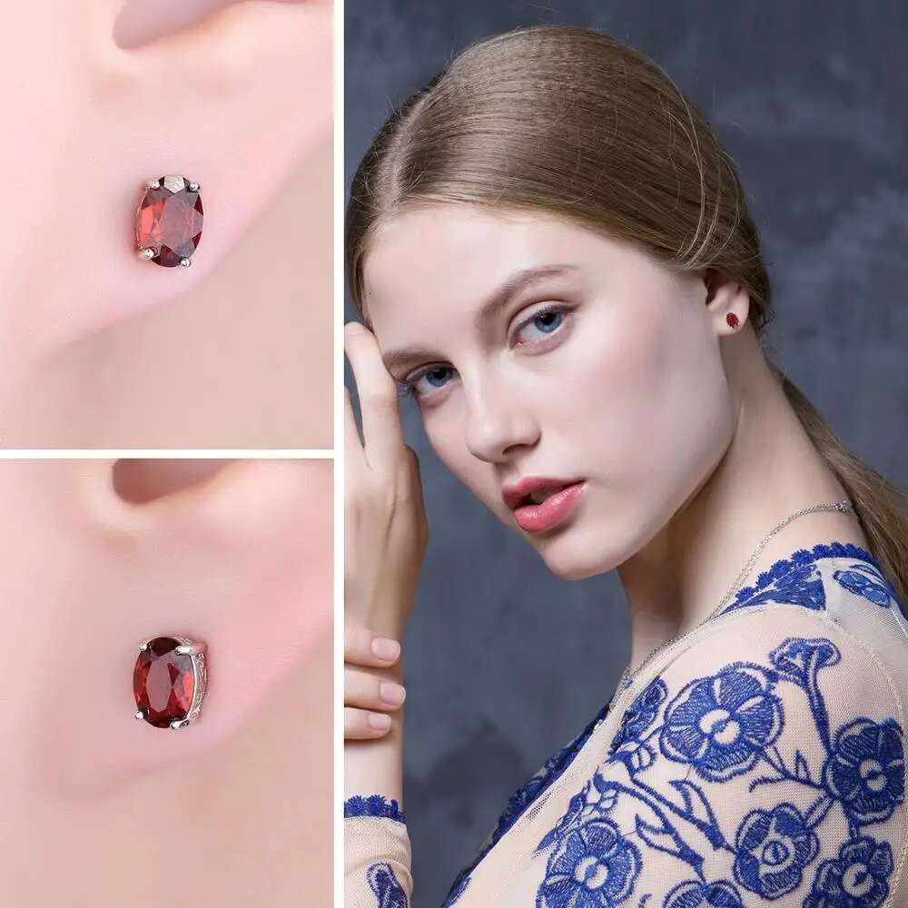 JewelryPalace Natural Garnet Amethyst Citrine Peridot Blue Topaz Sterg Sier Stud Earrings for Women Gemstone Jewelry