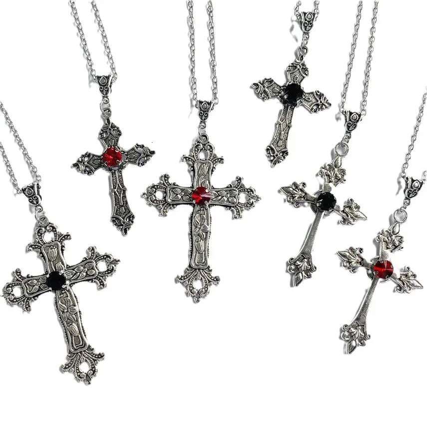 Cross necklace Gothic style zircon inlaid pendant